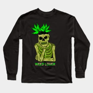 Skull and weed art Long Sleeve T-Shirt